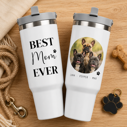 Custom Photo Best Mom Dog 30oz Tumbler | Gift For Dog Lovers | Pet Lover Gifts TOM99