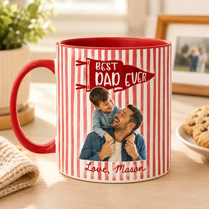 Custom Photo Best Dad Ever Mug, Personalized Mug Mug For Husband Dad Grandfather TOM99
