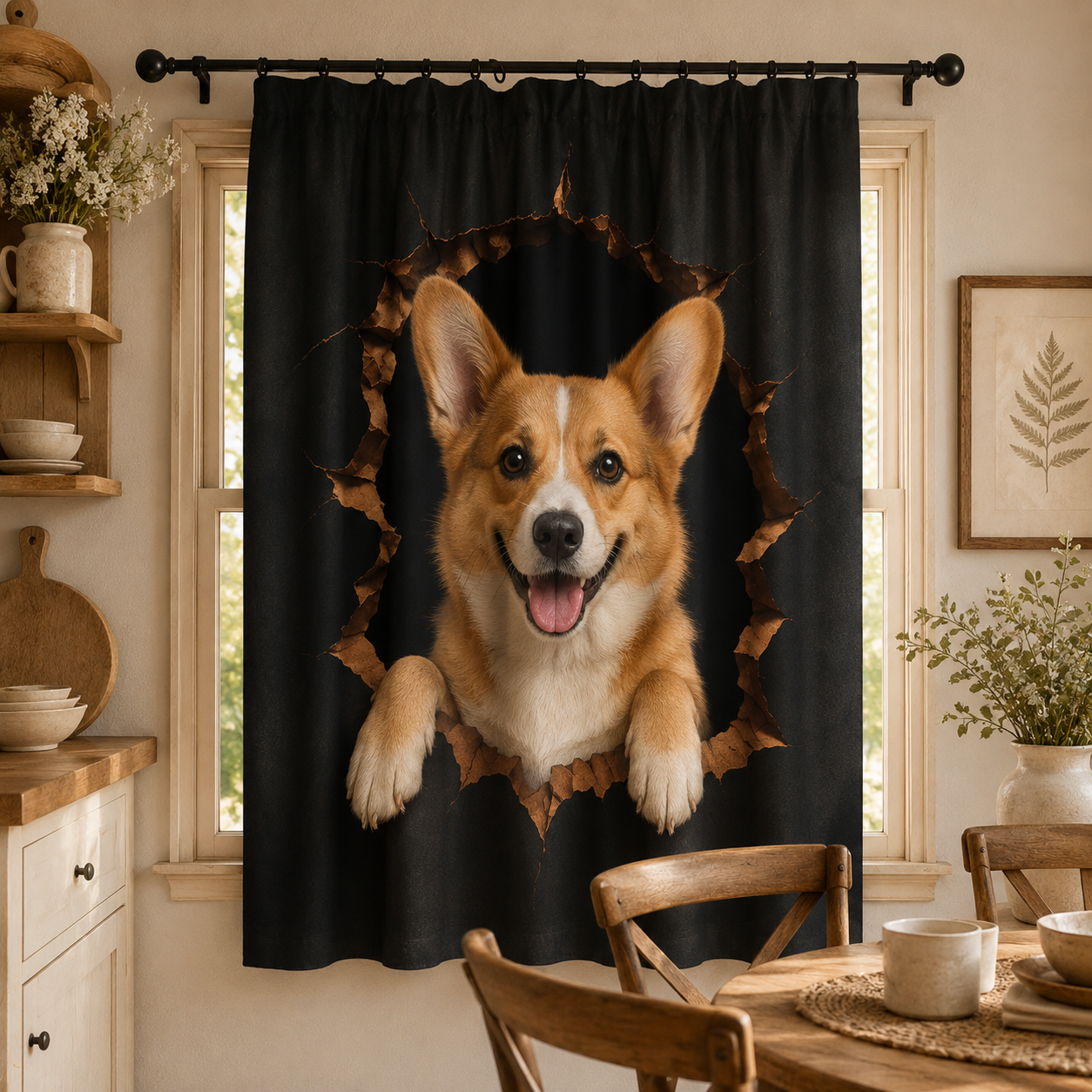 Custom Photo Dog Window Curtain | Gift For Dog Lover