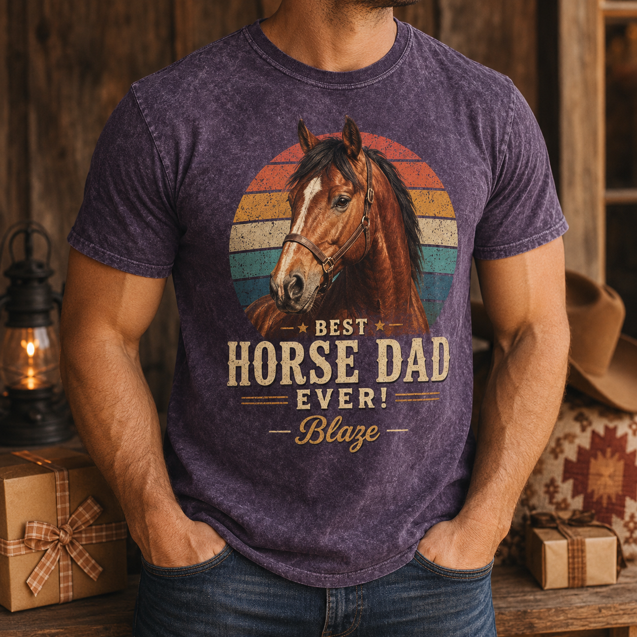 Custom Photo Horse Dad Wash T-Shirt | Personalized Horse Lover Shirt | Gift For Horse Lovers TOM99