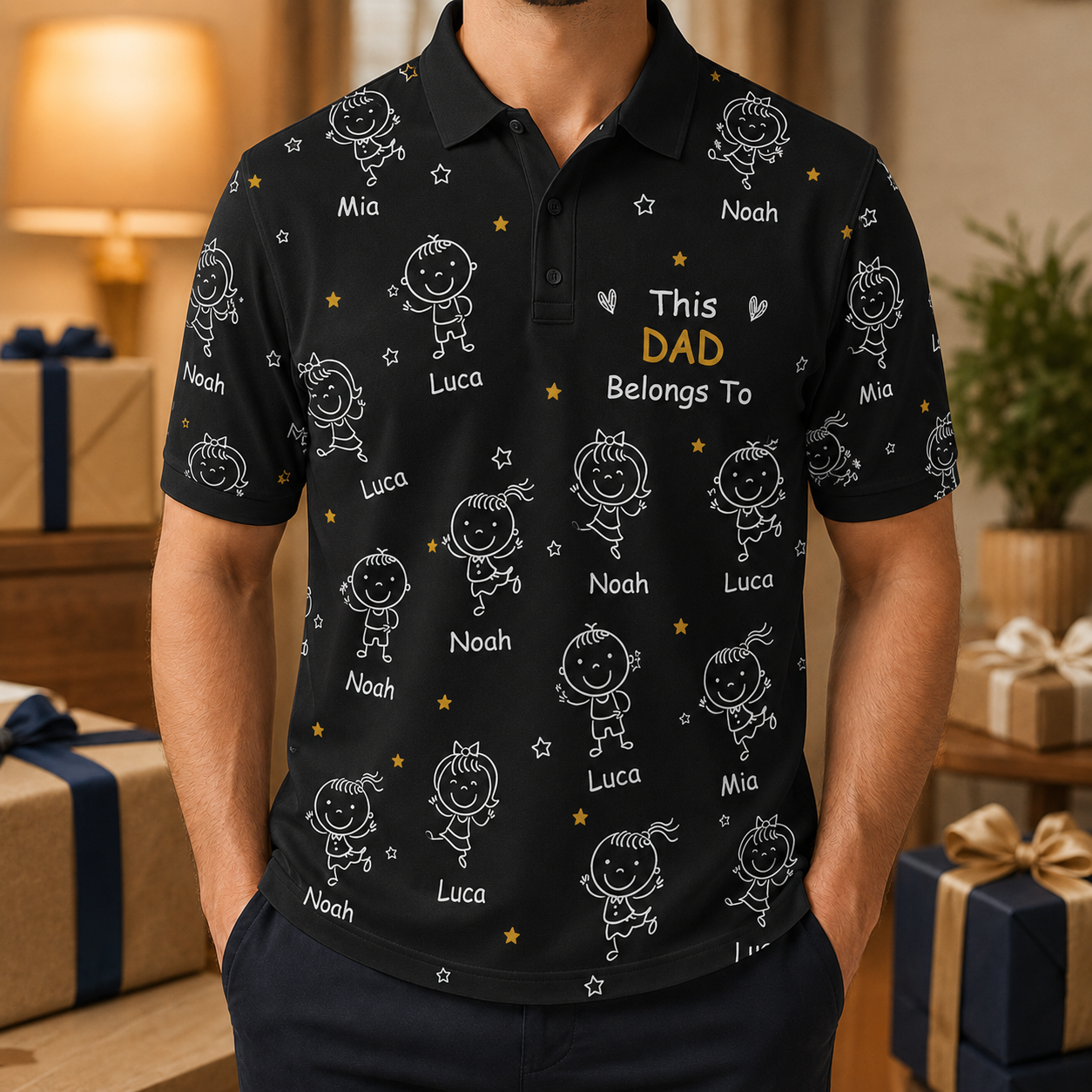 Custom Photo This Dad Belongs To Polo Shirt, Personalized Polo Shirt For Husband Dad Grandfather