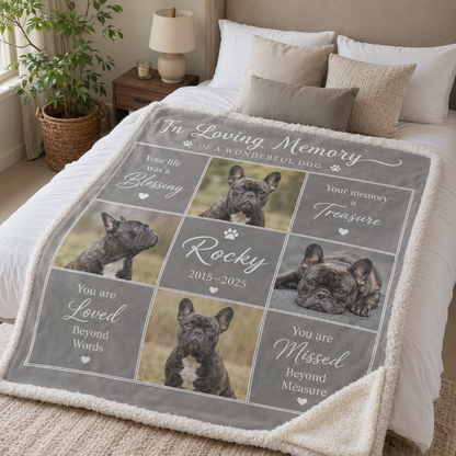 Custom Photo Dog Loving Memories Blanket | Personalized Dog Lovers Gifts | Gift For Dog Lovers TOM99
