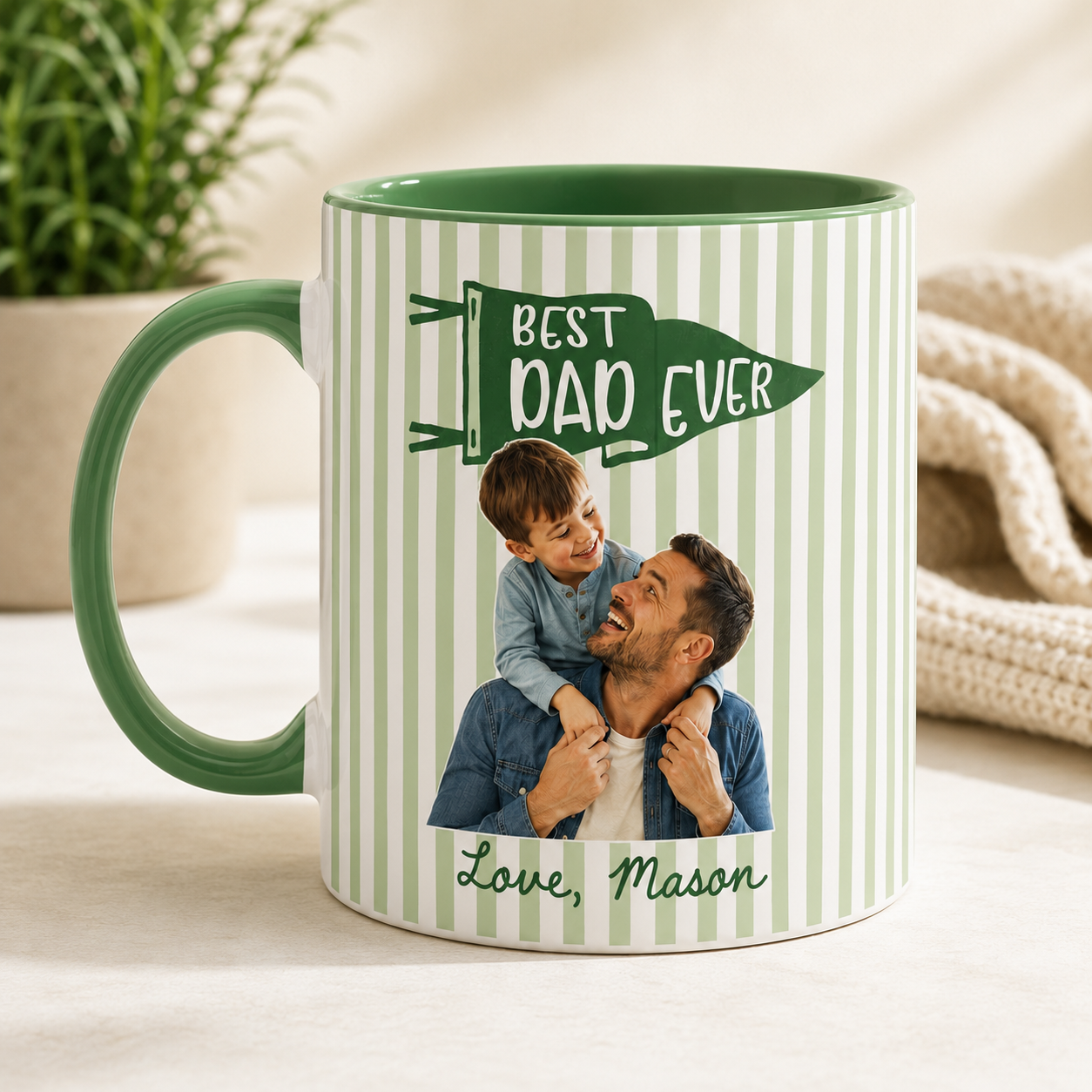 Custom Photo Best Dad Ever Mug, Personalized Mug Mug For Husband Dad Grandfather TOM99