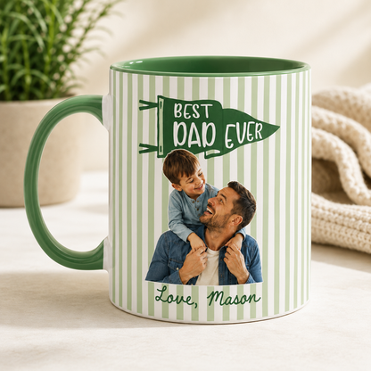 Custom Photo Best Dad Ever Mug, Personalized Mug Mug For Husband Dad Grandfather TOM99