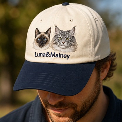 Custom Photo Cat Embroidered Hat | Gift For Cat Lovers Pa99 | Pet Lover Gifts