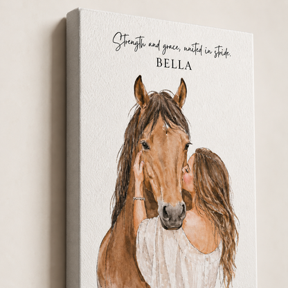 Custom Photo Horse Wall Art Canvas | Personalized Horse Photo Canvas | Gift For Horse Lovers TOM99