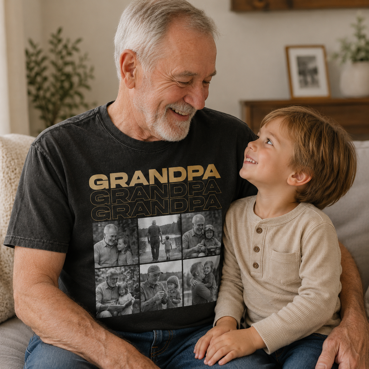 Custom Photo Dad & Grandpa Wash T-Shirt, Personalized Dad Gifts | Gift For Dad TOM99