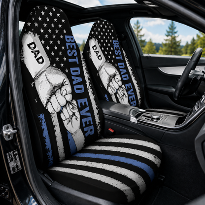 Personalized Best Dad Ever Portrait Car Seat Cover, Custom Dad Seat Protector, Gift For Dad TOM99