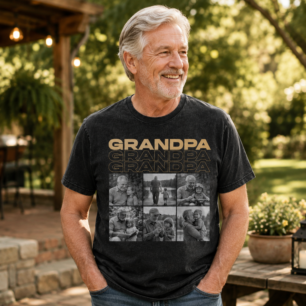 Custom Photo Dad & Grandpa Wash T-Shirt, Personalized Dad Gifts | Gift For Dad TOM99