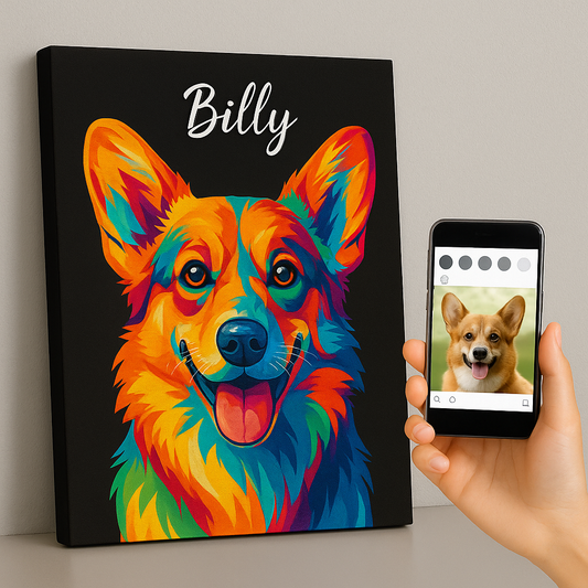 Custom Dog Photo Portrait Pop Art Colorful Wall Art Canvas | Gift For Dog Lovers
