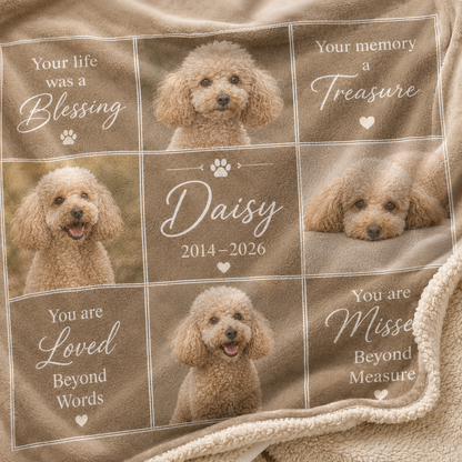 Custom Photo Dog Loving Memories Blanket | Personalized Dog Lovers Gifts | Gift For Dog Lovers TOM99