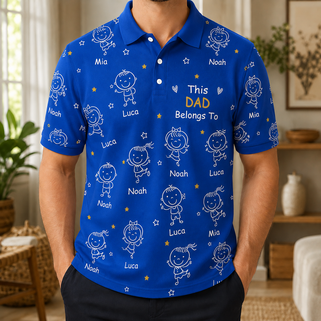 Custom Photo This Dad Belongs To Polo Shirt, Personalized Polo Shirt For Husband Dad Grandfather
