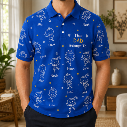 Custom Photo This Dad Belongs To Polo Shirt, Personalized Polo Shirt For Husband Dad Grandfather