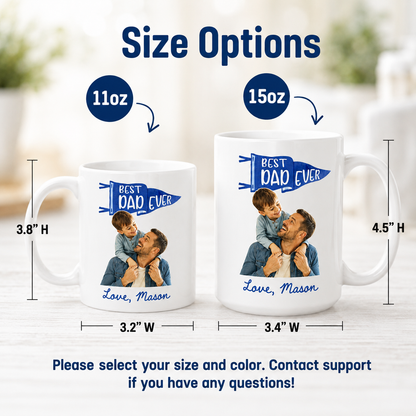 Custom Photo Best Dad Ever Mug, Personalized Mug Mug For Husband Dad Grandfather TOM99