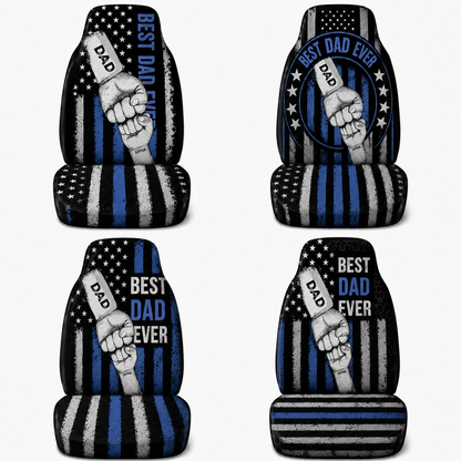 Personalized Best Dad Ever Portrait Car Seat Cover, Custom Dad Seat Protector, Gift For Dad TOM99