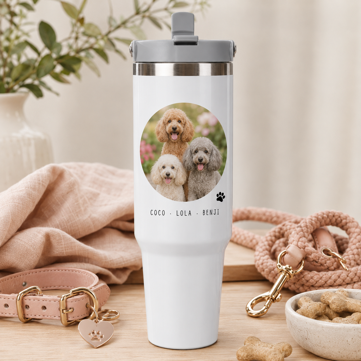 Custom Photo Best Mom Dog 30oz Tumbler | Gift For Dog Lovers | Pet Lover Gifts TOM99