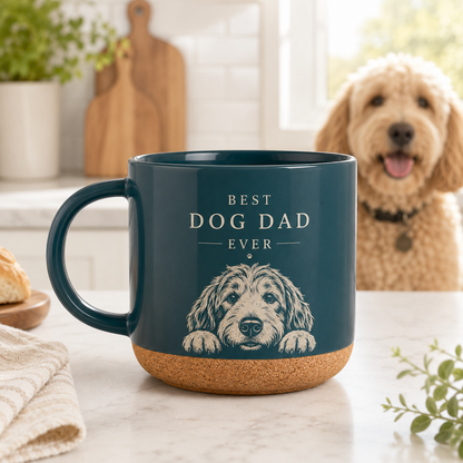 Custom Photo Best Dad Dog Ever 12oz Cork Mug | Gift For Dog Lovers | Pet Lover Gifts TOM99