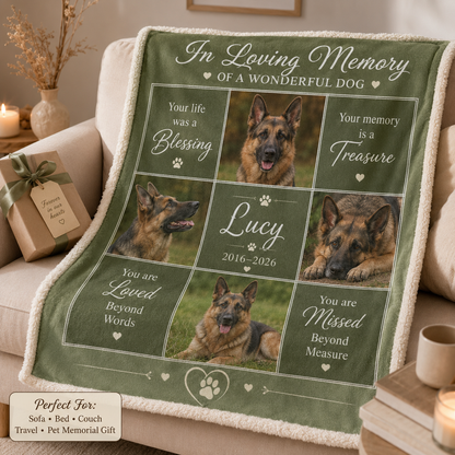 Custom Photo Dog Loving Memories Blanket | Personalized Dog Lovers Gifts | Gift For Dog Lovers TOM99