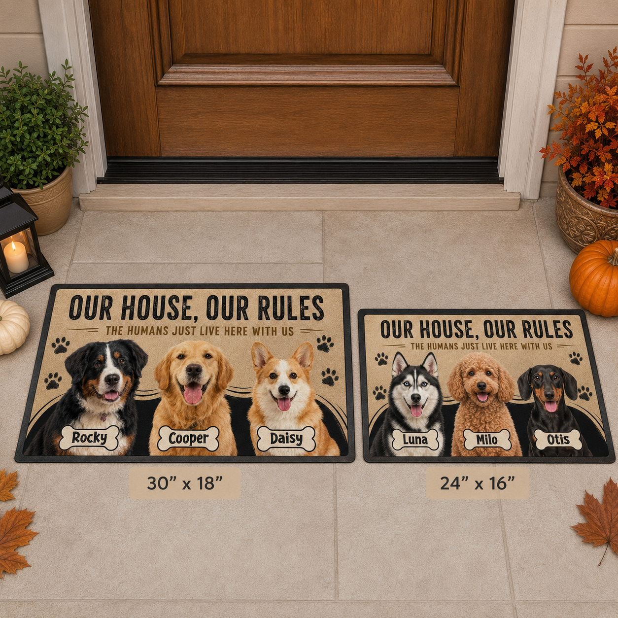 Custom Photo Our House Our Rules Dog Doormat | Photo Pet Doormat | Gift For Dog Lovers