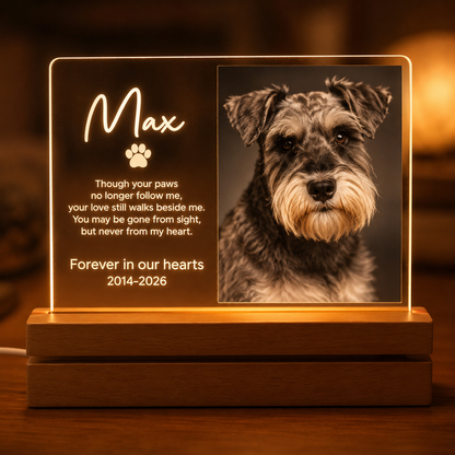 Custom Photo Dog Forever In Our Heart Wooden LED Light | Personalized Dog Photo LED Night Light | Pet Loss Sympathy Gift TOM99
