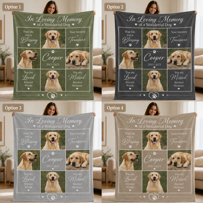 Custom Photo Dog Loving Memories Blanket | Personalized Dog Lovers Gifts | Gift For Dog Lovers TOM99