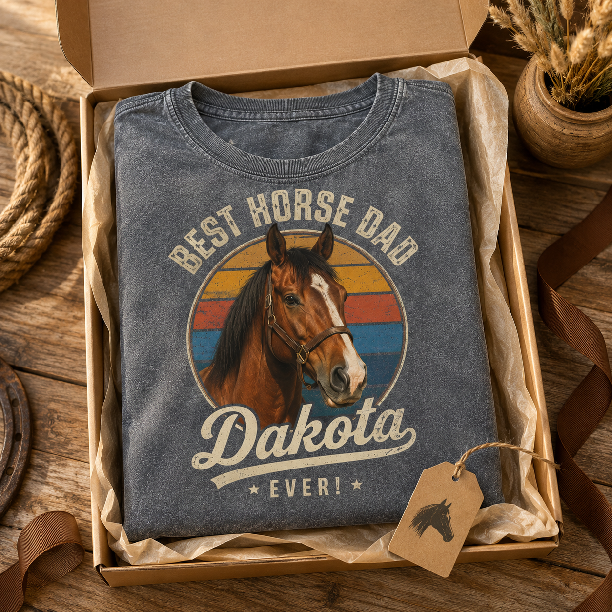 Custom Photo Horse Dad Wash T-Shirt | Personalized Horse Lover Shirt | Gift For Horse Lovers TOM99