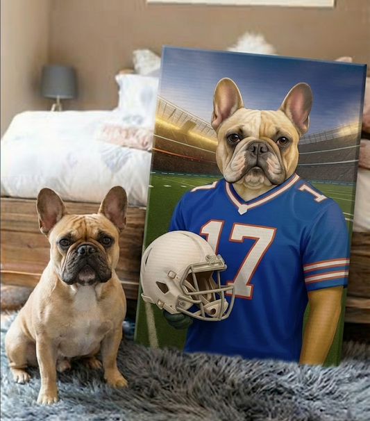 Custom Dog Photo Football Style Canvas Gift For Dog Lovers