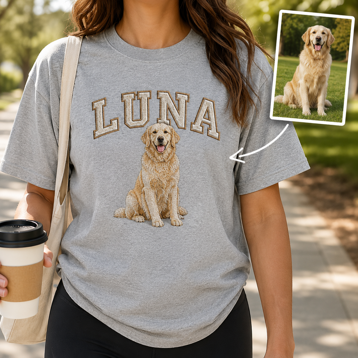 Personalized Photo Dog Embroidered Unisex Tee, Custom Pet Face Shirt, Dog Lover Gift THUC99