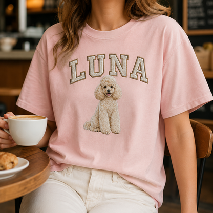 Personalized Photo Dog Embroidered Unisex Tee, Custom Pet Face Shirt, Dog Lover Gift THUC99