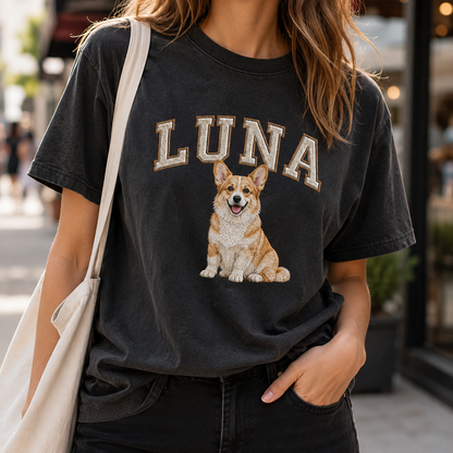 Personalized Photo Dog Embroidered Unisex Tee, Custom Pet Face Shirt, Dog Lover Gift THUC99