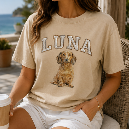 Personalized Photo Dog Embroidered Unisex Tee, Custom Pet Face Shirt, Dog Lover Gift THUC99