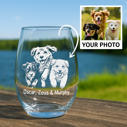 Custom Pet Portrait Whiskey Glass, Engraved Dog Portrait Gift, Pet Photo on Glass, Gift For Dog Lover TNNGL39