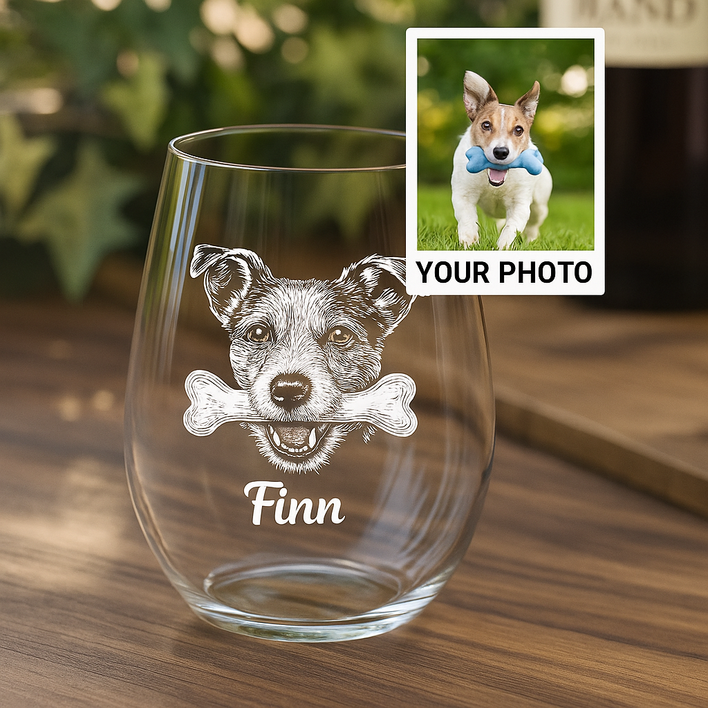 Custom Pet Portrait Whiskey Glass, Engraved Dog Portrait Gift, Pet Photo on Glass, Gift For Dog Lover TNNGL40