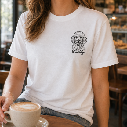 Custom Pet Portrait Embroidery Shirt, Personalized Dog Photo T-Shirt, Pet Owner Gift THUC99