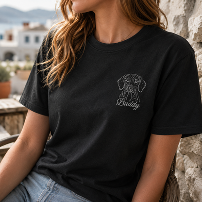 Custom Pet Portrait Embroidery Shirt, Personalized Dog Photo T-Shirt, Pet Owner Gift THUC99