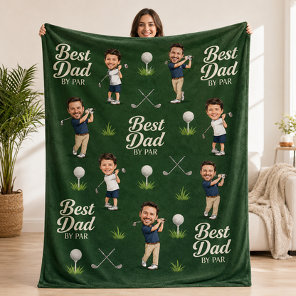 Custom Dad Golf Photo Blanket, Personalized Dad Gifts | Gift For Dad TOM99