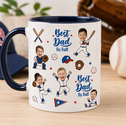 Custom Photo Best Dad By Ball Mug, Personalized Mug Mug For Husband Dad Grandfather TOM99