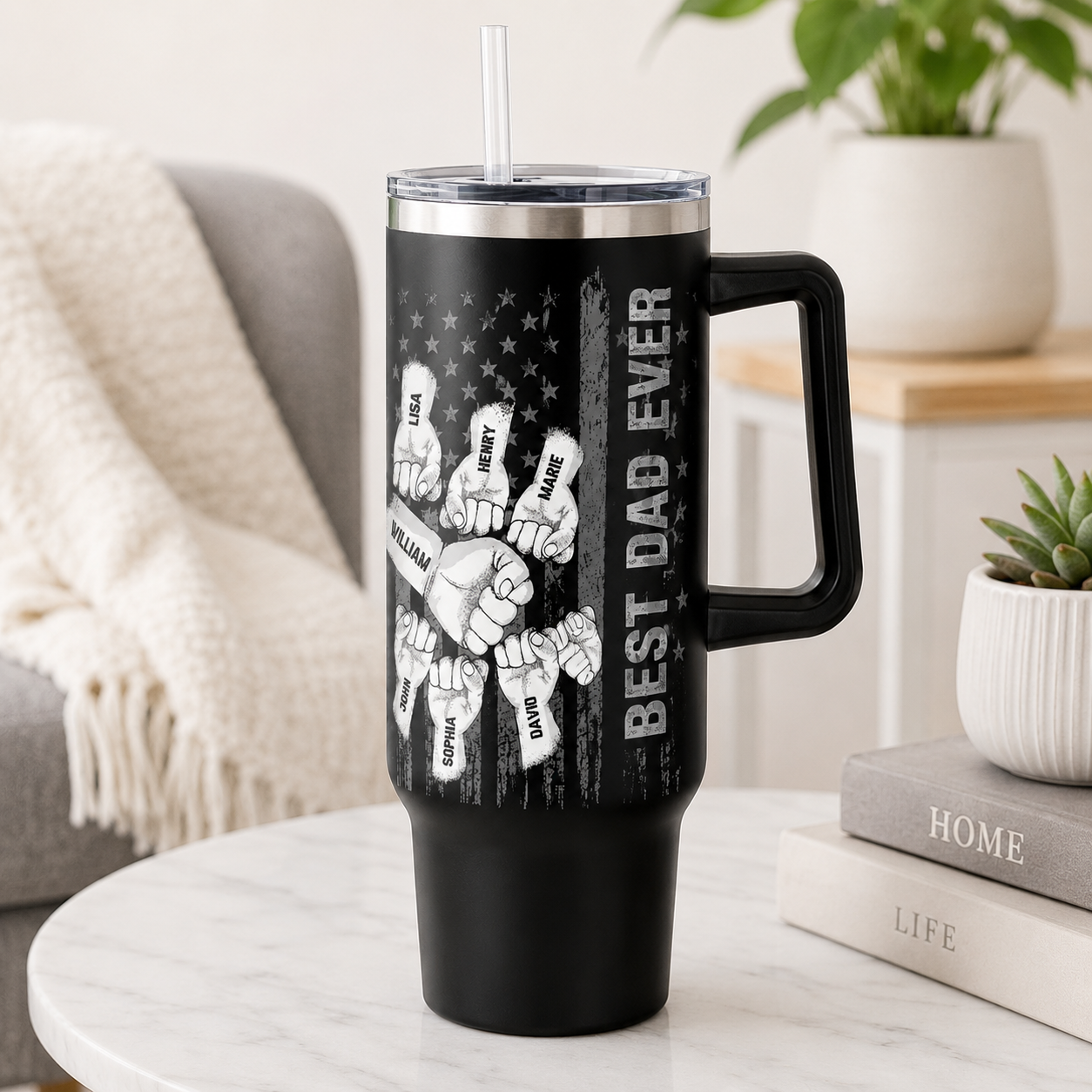 Custom Best Dad Ever 40oz Tumbler, Personalized Dad Tumbler, Father’s Day Gift TOM99
