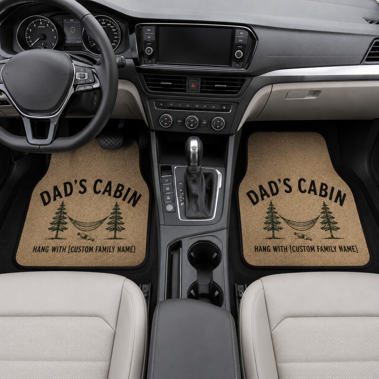 Personalized Dad's Cabin Flannel Car Floor Mats, Custom Dad Floor Mats, Gift For Dad TOM99