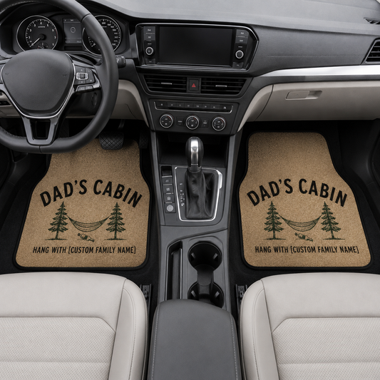 Personalized Dad's Cabin Flannel Car Floor Mats, Custom Dad Floor Mats, Gift For Dad TOM99