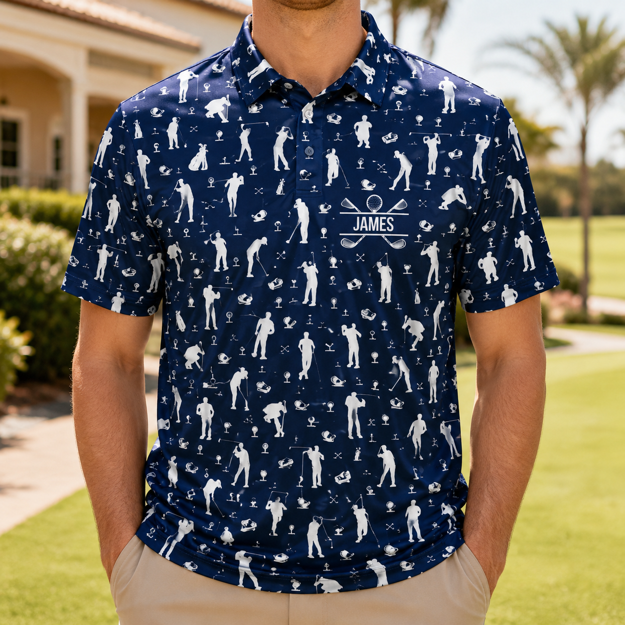 Custom Dad Golf Polo Shirt, Personalized Polo Shirt For Husband Dad Grandfather TOM99