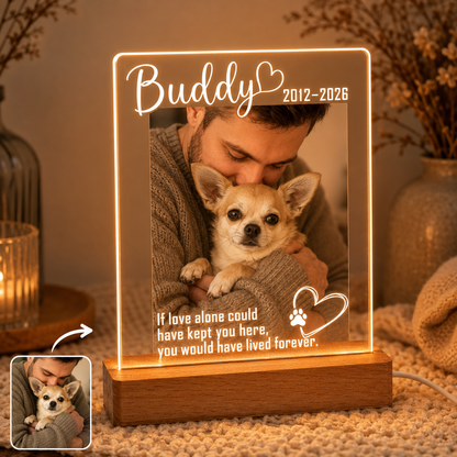 Custom Photo Dog Forever In My Heart Wooden LED Light | Personalized Dog Photo LED Night Light | Pet Loss Sympathy Gift TOM99