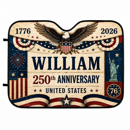Personalized US Dad Windshield Sun Shade, Custom Car Sun Shade for Dad, Gift For Dad TOM99