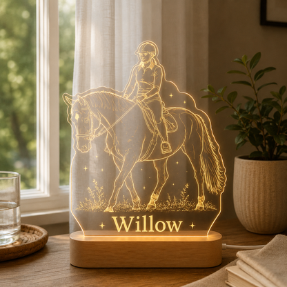 Custom Photo Ride Horse Wooden Led Light | Personalized Horse Photo Wooden Led Light | Gift For Horse Lovers TOM99