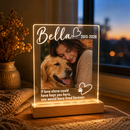 Custom Photo Dog Forever In My Heart Wooden LED Light | Personalized Dog Photo LED Night Light | Pet Loss Sympathy Gift TOM99