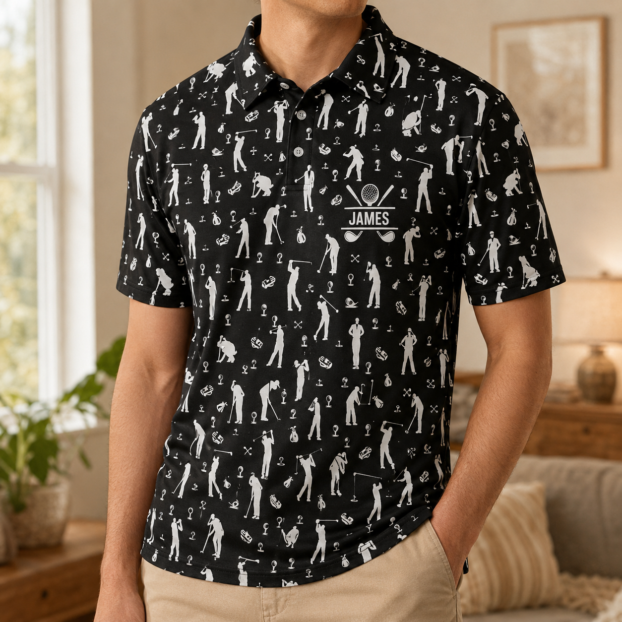 Custom Dad Golf Polo Shirt, Personalized Polo Shirt For Husband Dad Grandfather TOM99