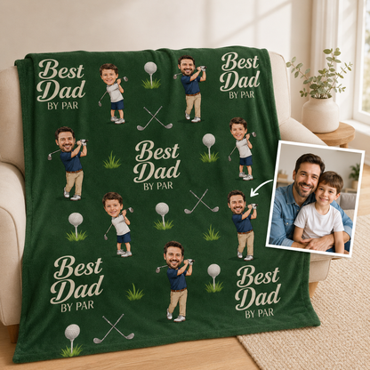 Custom Dad Golf Photo Blanket, Personalized Dad Gifts | Gift For Dad TOM99