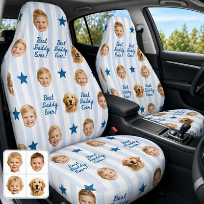 Personalized Dad Portrait Car Seat Cover, Custom Dad Seat Protector, Gift For Dad TOM99