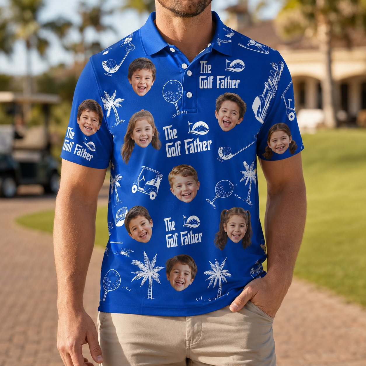Custom Photo Girl Father Dad Polo Shirt, Personalized Polo Shirt For Husband Dad Grandfather