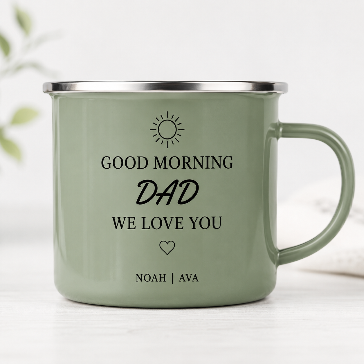 Personalized Dad Camp Mug 12oz, Custom Dad Enamel Cup, Gift For Dad TOM99
